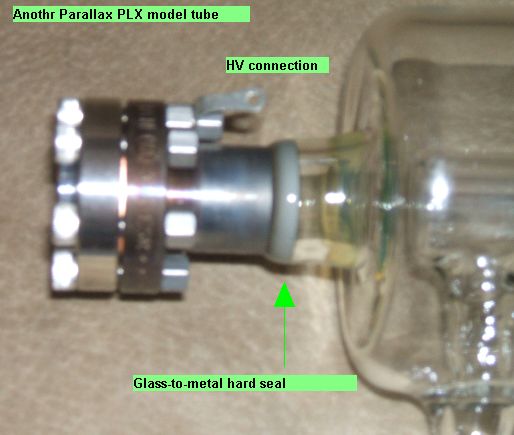 Photo of glass-to-metal hard seal used in our PLX tubes